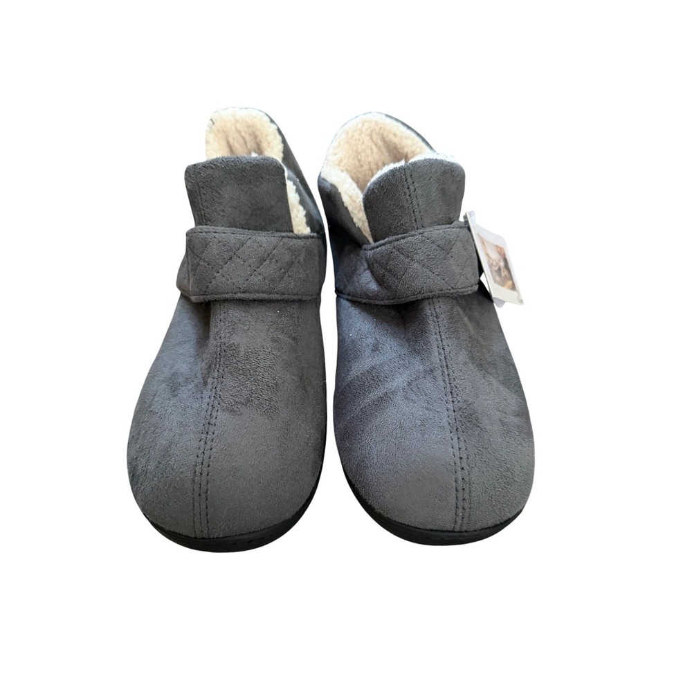 Zizor Womens Faux Suede Bootie Slippers Grey Shearling Lined US 7 NEW
